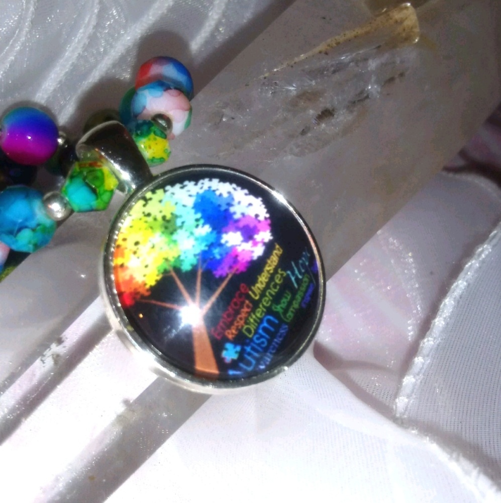 Autism Necklace Keychain Set